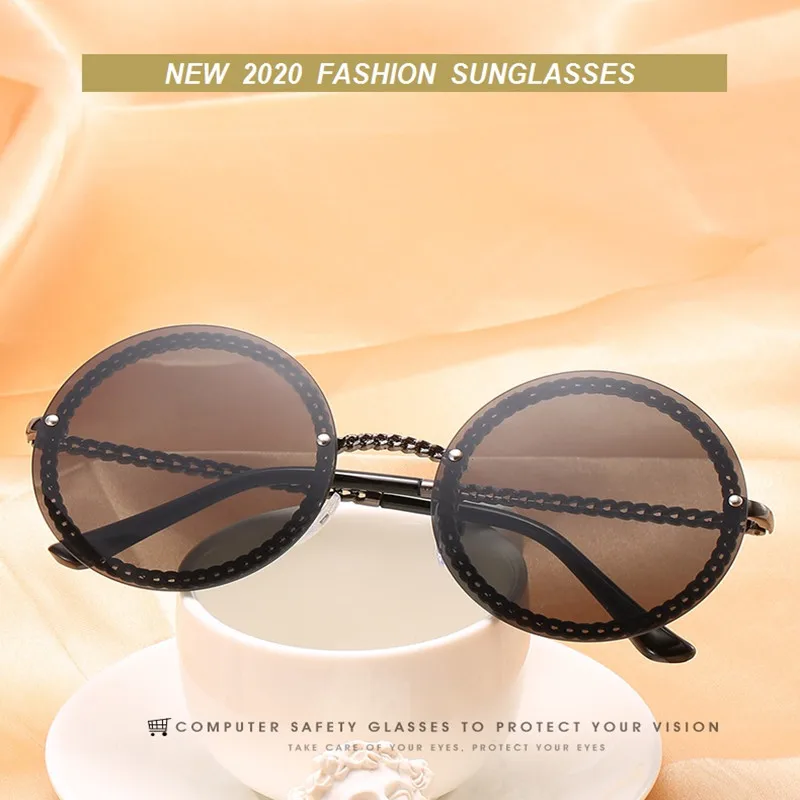 Okrúhle slnečné Okuliare Ženy 2020 Luxusné Značky bez obrúčok Slnečné okuliare lunettes de sol femme Odtiene Ženy, Slnečné okuliare, zonnebril dames UV400