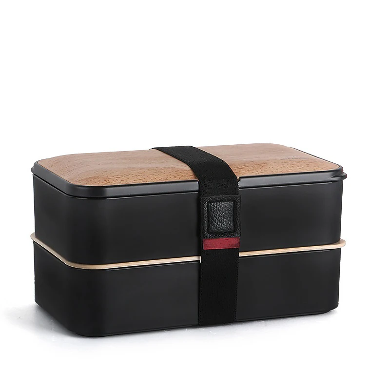 ONEUP Lunch box póry Dreva bento box s riadu, zdravé, ekologické Izolácie Prenosný kontajner skladovanie Potravín
