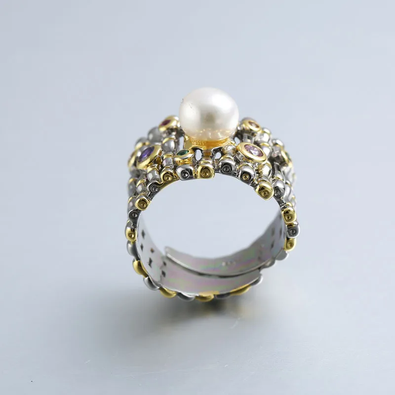Originálne 925 Sterling Silver Barokovom Štýle Pearl Krúžky Žena Ročník Otvorených Krúžkov Módne Šperky Pre Ženy, Resizable Veľkosť