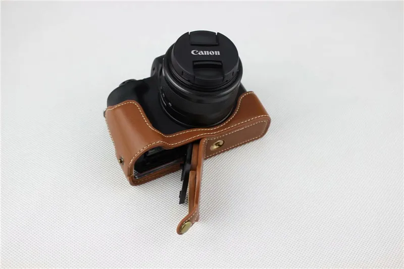 Originálne Kožené Polovicu Tela Fotoaparátu Spodnej Prípade Kryt Pre Canon EOS M50 EOSM50 s akumulátorom Openning