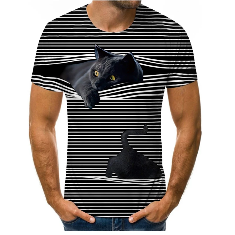 Osobnosti divný mačka 3d tlač módne letné mužov a žien T-shirt mäkké voľné t-shirts bežné street oblečenie pre mužov