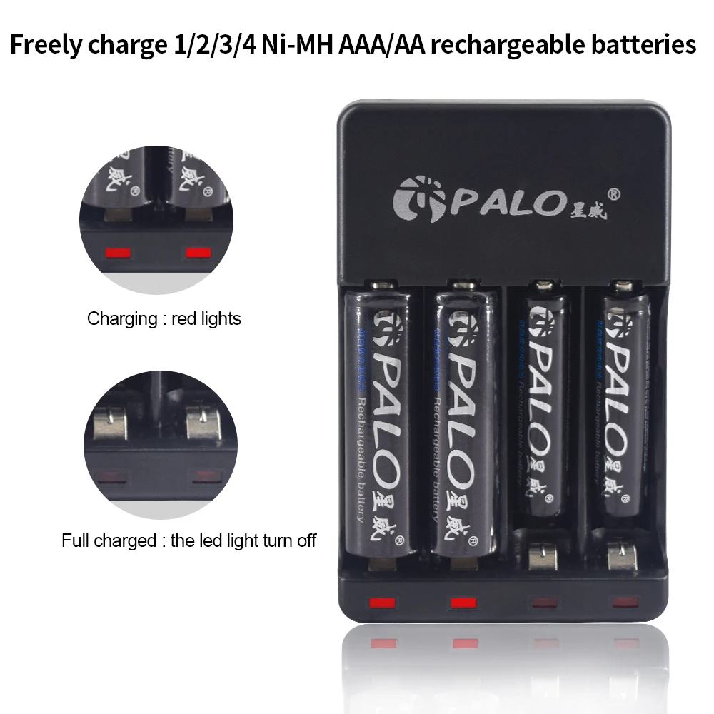 PALO 4 Sloty USB, Smart nabíjateľnú batériu, Nabíjačku pre 1.2 V, Ni-Mh, Ni-Cd batérie typu AA AAA Nabíjateľné batérie