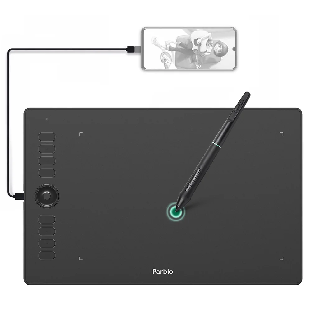 Parblo A610 Pro Grafické Kreslenie Tablet Podporuje Telefóny Android OS 8192 Tlak Citlivosť 10×6.25