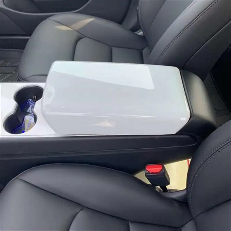 Pearl White Pre Tesla Model 3 Y Stredovej Konzoly Sedadla Lakťová Opierka Box Ochranné Dekorácie Kryt Príslušenstvo