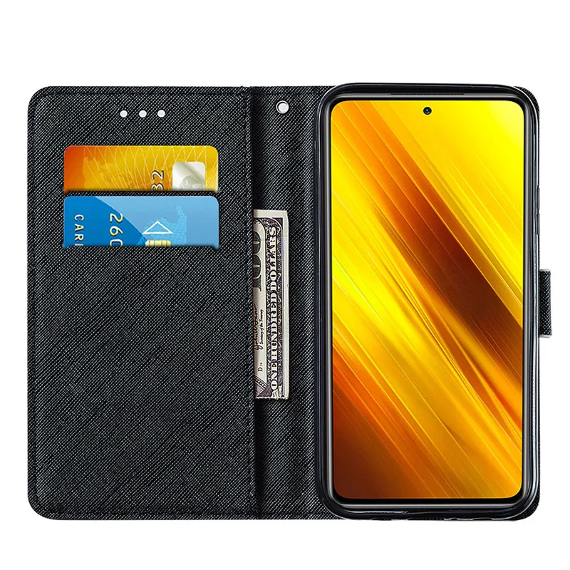 Poco X3 NFC Kože Flip puzdro na Na Fundas Xiao Poco X3 NFC Kryt na sFor Xiomi POCO X3 NFC Prípade Cat Wallet Telefón Prípadoch Etui