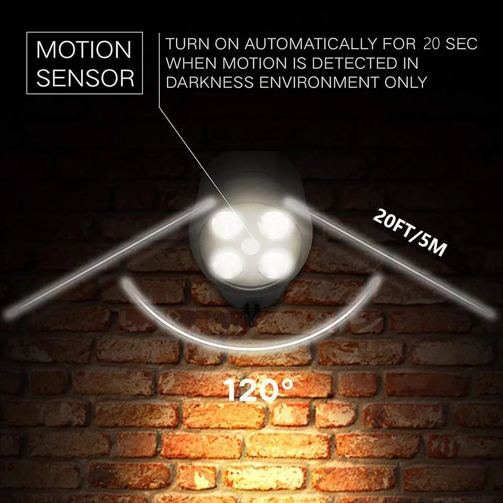 Pohybový Senzor Led Svetlo, Ip65 Nepremokavé Vonkajšie Svetlá Na Batériový Bezpečnostné Svetlá Pre Wall Garden Príjazdová Cesta Studená Biela N18