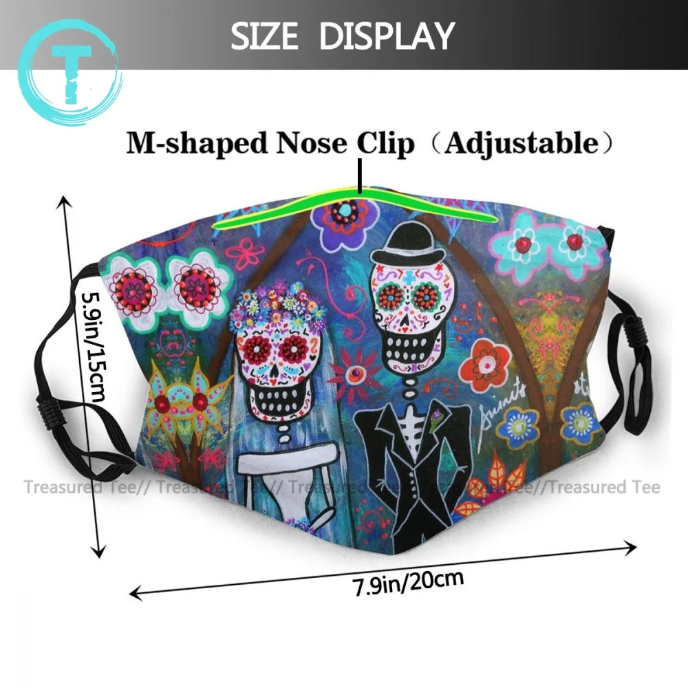 Polyester Módne Mexickej Lebky Úst Tvár Masku Prach, Umývateľný Rýchle Dodanie Dospelých Pleťová Maska S Filtrom