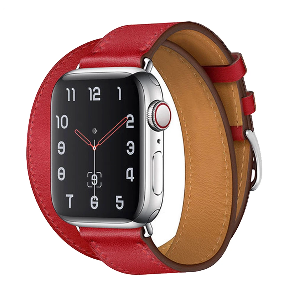 Popruh pre apple hodinky kapela 44 mm 40 mm, Kožený slučky iwatch kapela 42mm 38mm Double Tour náramok watchband pre apple hodinky 5 4 3 6