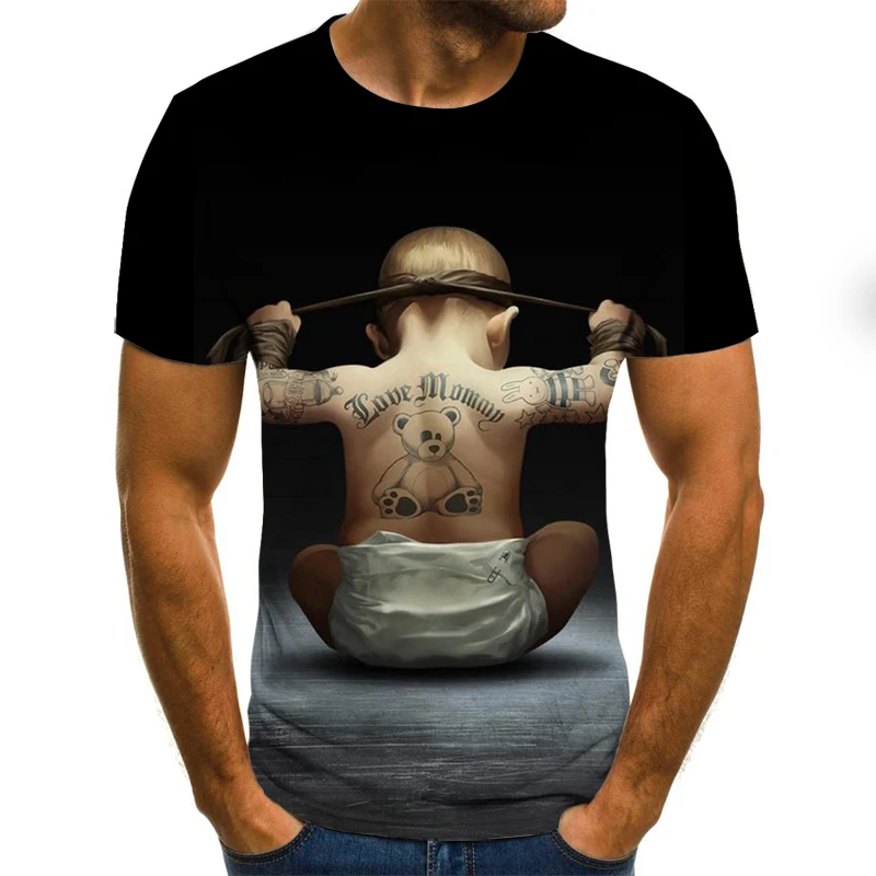Popula 3D digitálna tlač zábavné punky T-shirt horúce predávajúci slim fit,-krátke rukávy tričko topy v Európe/ Amerika