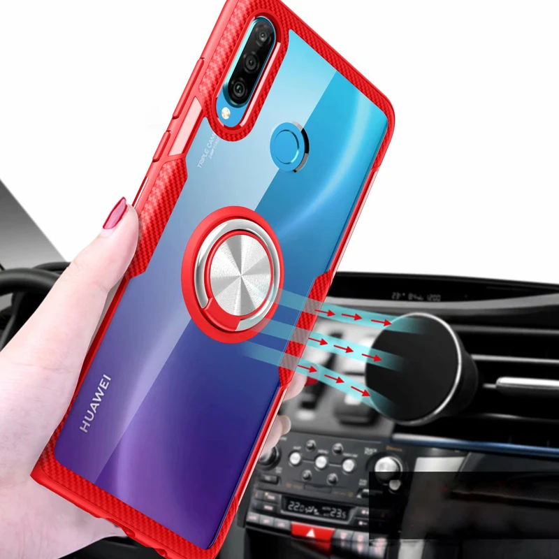 Pre Huawei Honor 20s puzdro luxusný Prsteň Magnetizmus Držiteľ Transparentné Brnenie Kryty Na počesť 20s Shockproof Coque 6.15 palec