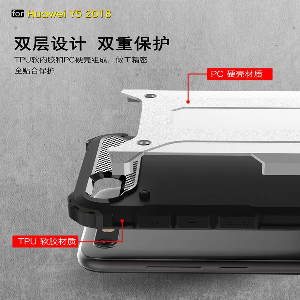 Pre Huawei Honor 7A 7S Y5 Prime 2018 Y5 Lite Hybrid Shockproof Brnenie Prípade VYHĽADÁVANÉ-L22 VYHĽADÁVANÉ-L21 DRA-LX5 DRA-LX2 VYHĽADÁVANÉ-LX2 Bumper Kryt