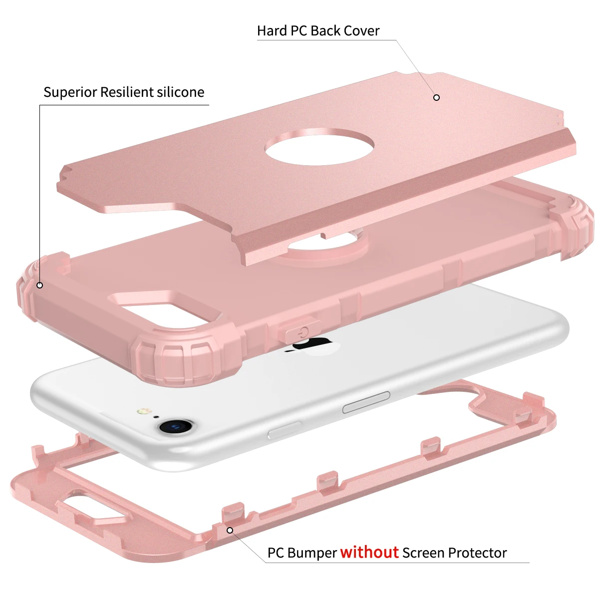 Pre iPhone SE (2020) pre iPhone 4.7 SE Prípadoch,Pevný PC+Mäkké Silikónové 3-Vrstvy Hybrid Full-Telo Chrániť Populárne Zahŕňa