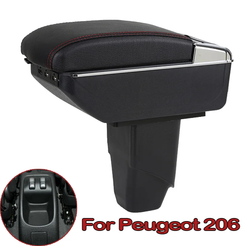 Pre Peugeot 206 207 Kompaktný Kožené Čalúnenie Otočná Veľký Priestor Auta Stredovej Konzoly Úložný Box Držiak Popolníka