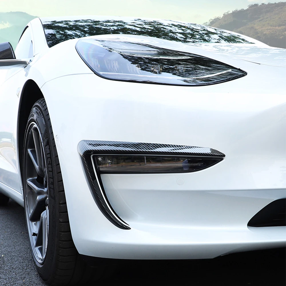 Predné Stierače výbava Pre Tesla Model 3 foglight výbava kryt ABS Uhlíkových Vlákien Black Hmlové Svetlo Obočie Viečka auto styling príslušenstvo