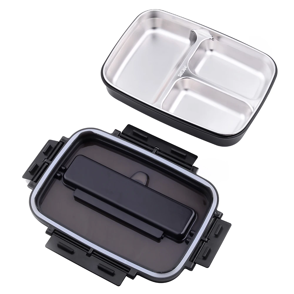 Prenosné 304 Nerezovej Ocele Bento Box s 3 Priehradkami, Lunch Box Nepresakuje Mikrovlnný Ohrev Jedla Kontajner Stolový Dospelých