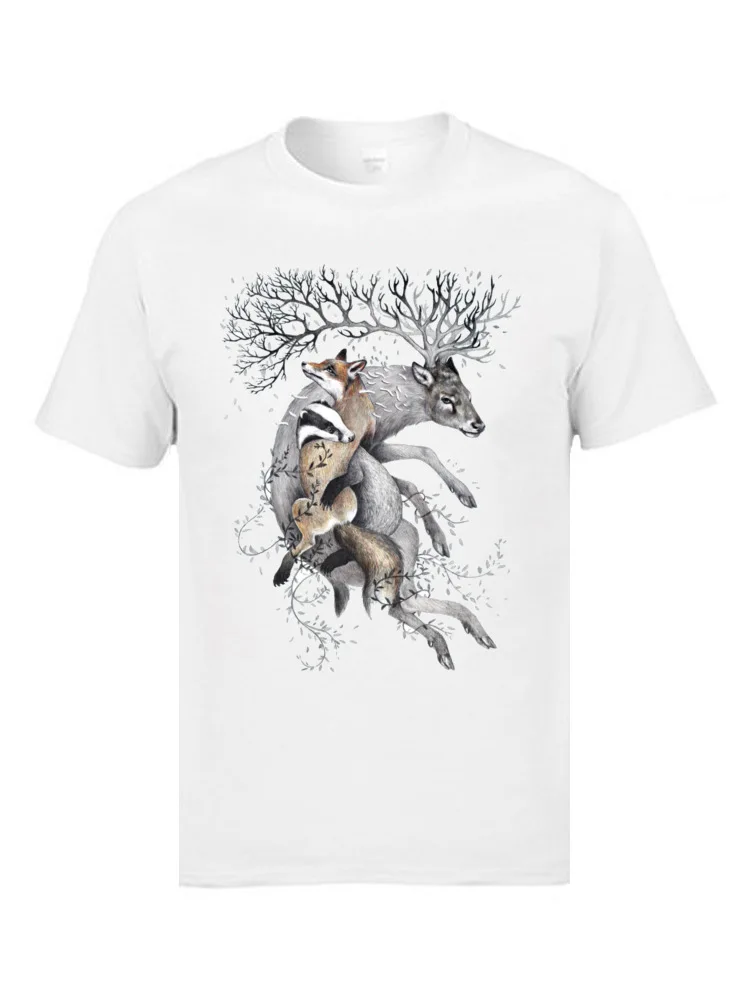 Prirodzené Prostredie Zvierat, Topy, Tričká Elk Lesný Líška Chrániť Našu Prírodu Black Fashion Bežné Tee Košele Pre Mužov Nové Tričká