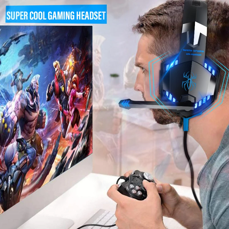 Profesionálny Hráč Slúchadlá, LED Svetlo, Stereo Gaming Headset na PS5 PS4 FiFa 21 Xbox Jeden PC s Šumu Mikrofónu
