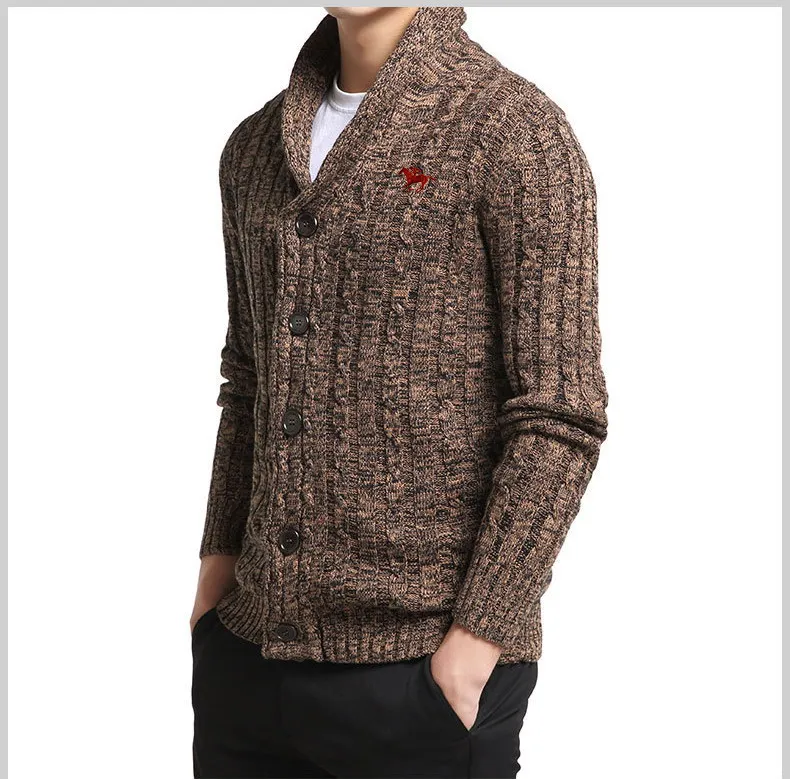Pánske Jesenné Zimné Slim Fit Knitwear Polo logo Sveter Cardigan Bežné Singel svojim Pletené Outwear Kabát Streetwear Sueter