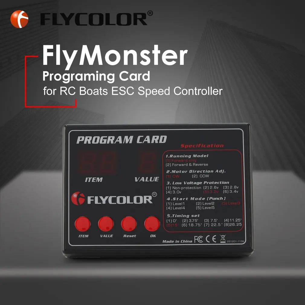 Pôvodné FLYCOLOR Lietať Monster Programovací Karty na Diaľkové Ovládanie, RC Lode, Lode Flycolor ESC s Elektronickou reguláciou Otáčok Regulátor