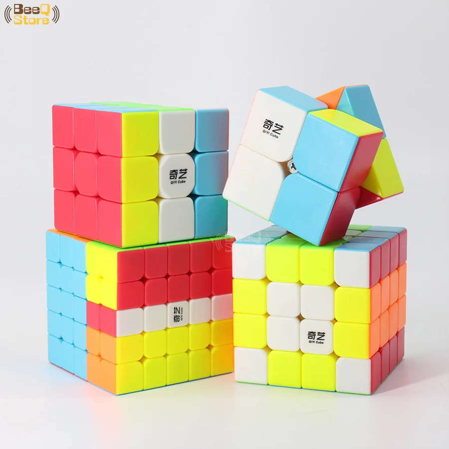 Qiyi 2x2 3x3 4x4 5x5 Magic Cube QiyuanS QizhengS Rýchlosť Cube Puzzle WarriorW Qidi Black Stickerless 3ks 4pcs/Set Vzdelávacie Hračka