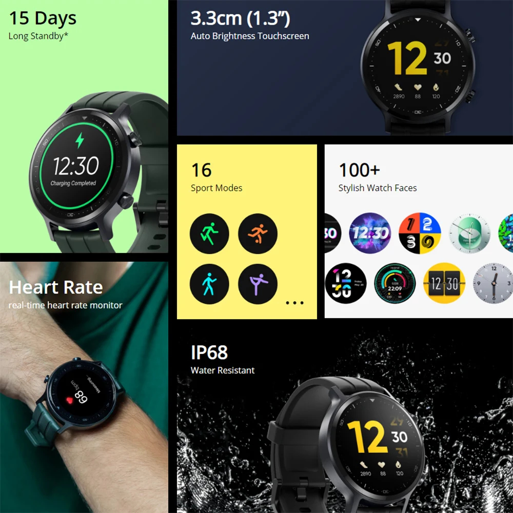 Realme Hodinky S Globálna Verzia Smartwatch Nepremokavé 15 Deň Batérie Kyslíka v Krvi, Monitora Hodinky Music Control pre Android Telefónu