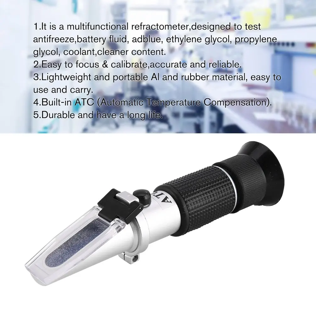 Refraktometer ručný Adblue Ethylene Glycol Nemrznúca Batérie Tekutiny Obsah Chladiva Cleaner Meter ATC Tester na Meranie Teplej