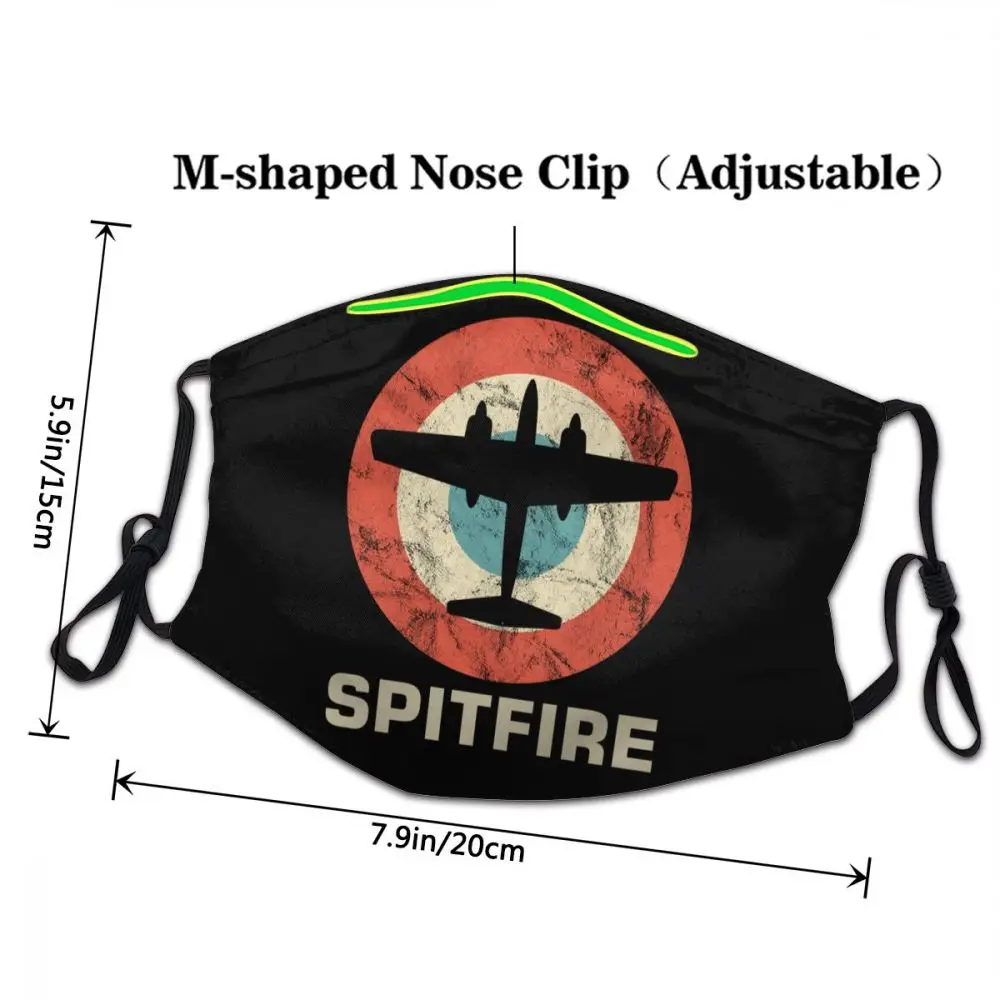 Retro Spitfire Jet Fighter Streľba Lietadlo Masku Na Tvár Unisex Pilot Lietadla Prachotesný Ochranný Kryt Respirátor Úst Utlmiť