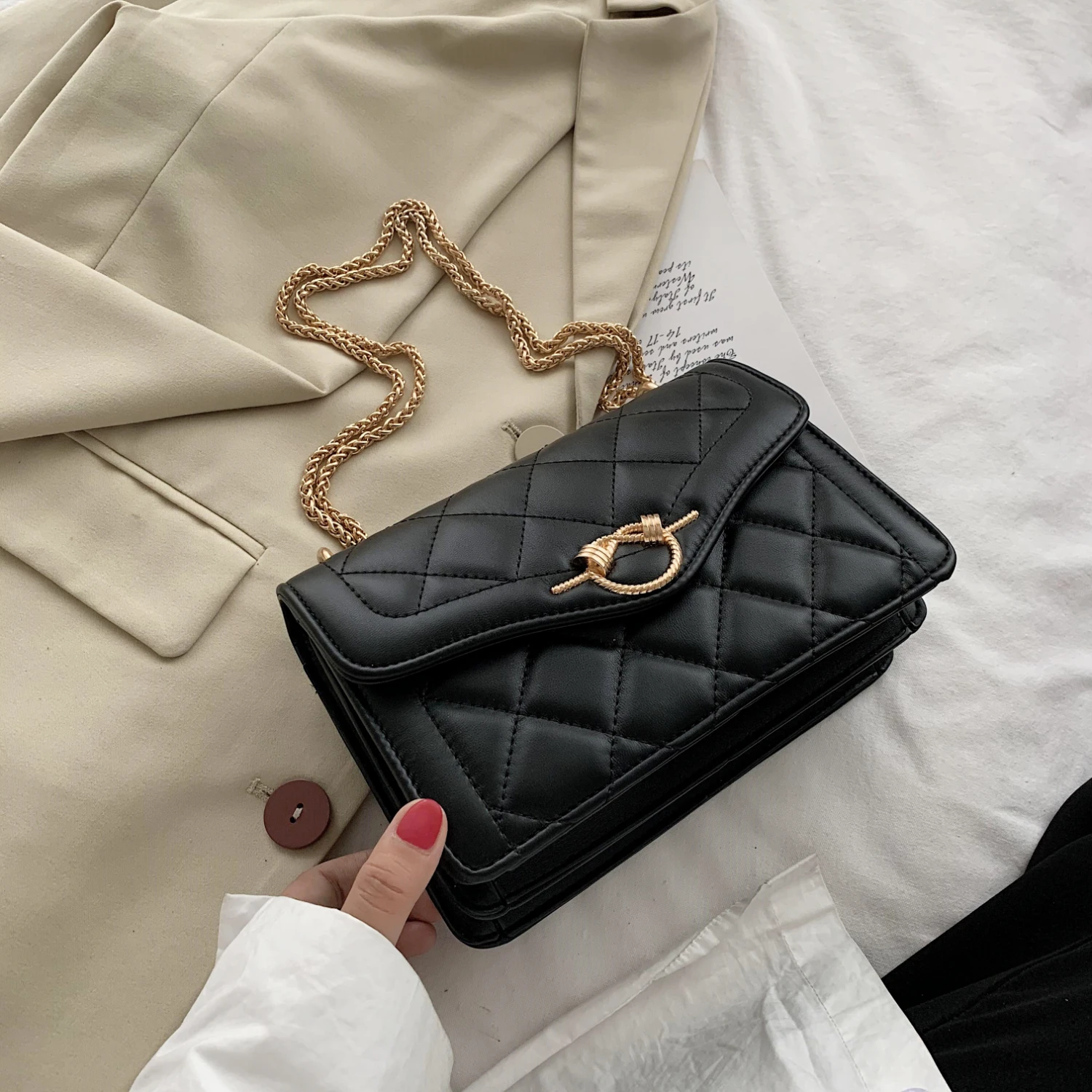 Reťaz Žien Taška cez Rameno Klapka Farbou Crossbody Bag Black Soft Peňaženky A Luxusné Kabelky Ženy Dizajnér Bolsa Feminina
