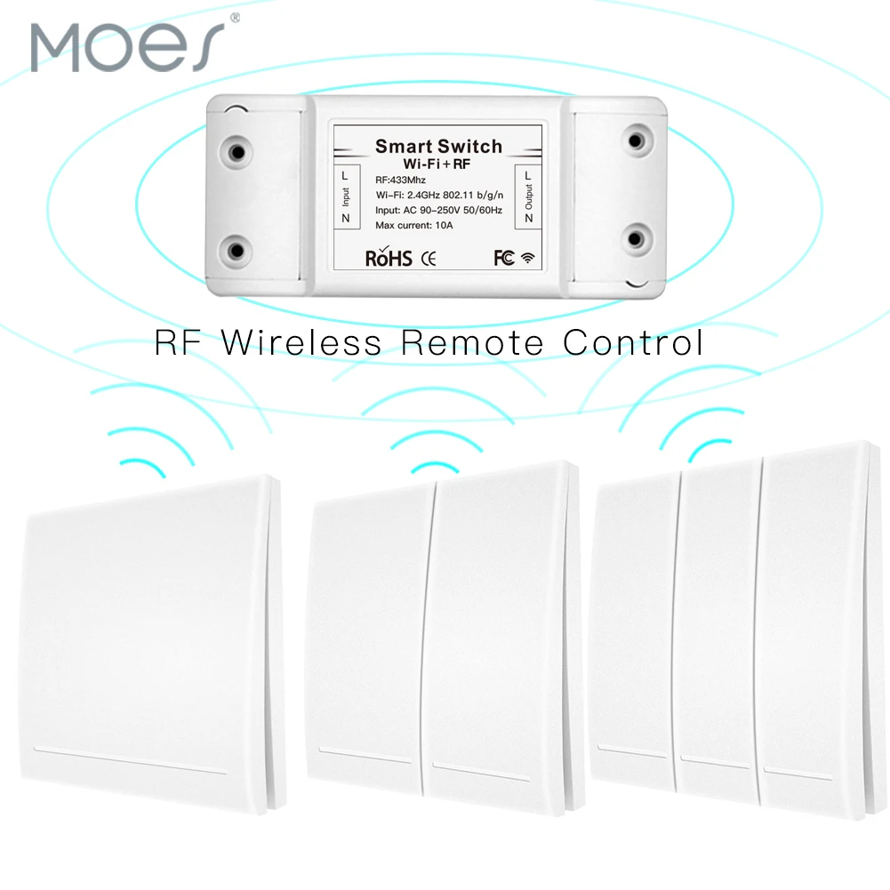 RF433 110V 220V Prijímač Smart Home Wifi Bezdrôtové Diaľkové Ovládanie Smart Switch,Smart Života/Tuya APP,Pracuje s Alexa Domovská stránka Google