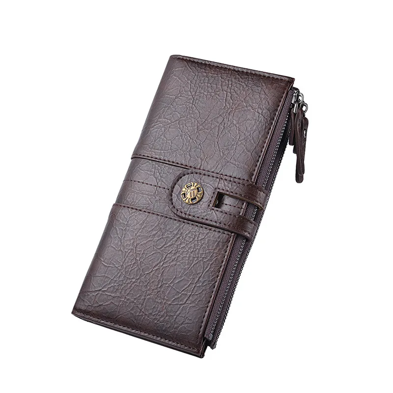 RFID pánske peňaženky dual zipsy kožené peňaženky dlho hasp porte feuille homme luxusné pánske peňaženky, kožené originálne peňaženky, spojka taška