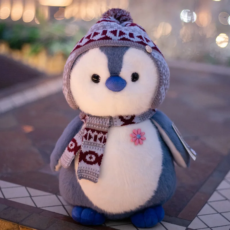 Roztomilý Plyšáka Nosiť Šatku Sveter Klobúk Penguin Plushies Bábiky Plnené Snehu Spp Penguin Hračky Pre Deti, Vianoce, Narodeniny