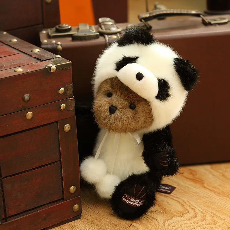 Roztomilý retro medvedík Panda plyšové plyšové hračky, plyšové spoločné Králik stáva medvedík bábika deti hračky narodeniny Vianočný darček