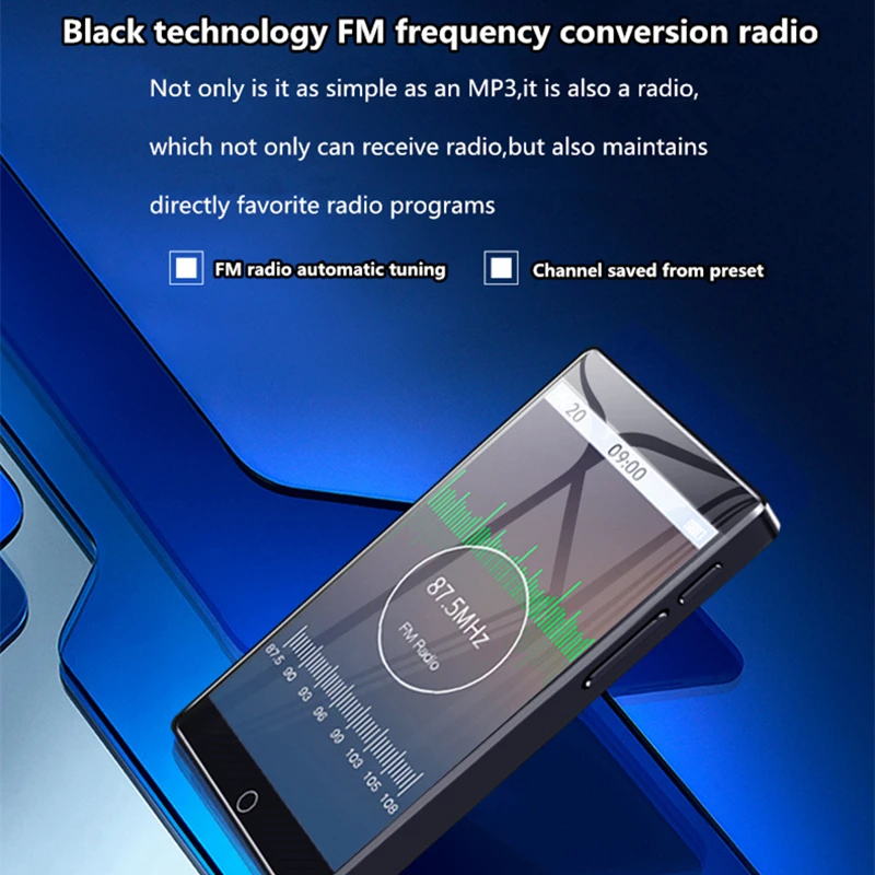 RUIZU H1 plne Dotykový HD Displej, 4 palce MP3 Prehrávač s Bluetooth 5.0 8GB Prehrávač Hudby Podpora, FM Rádio, Nahrávanie Videa E-book S vstavaným