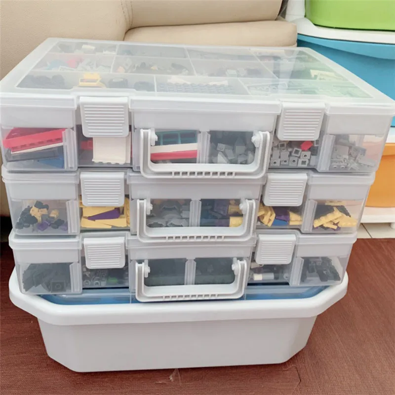 Ručné dodávky sortimentu box hračky malé častice časti mriežky priehľadné balenie skladovanie dokončovacie box
