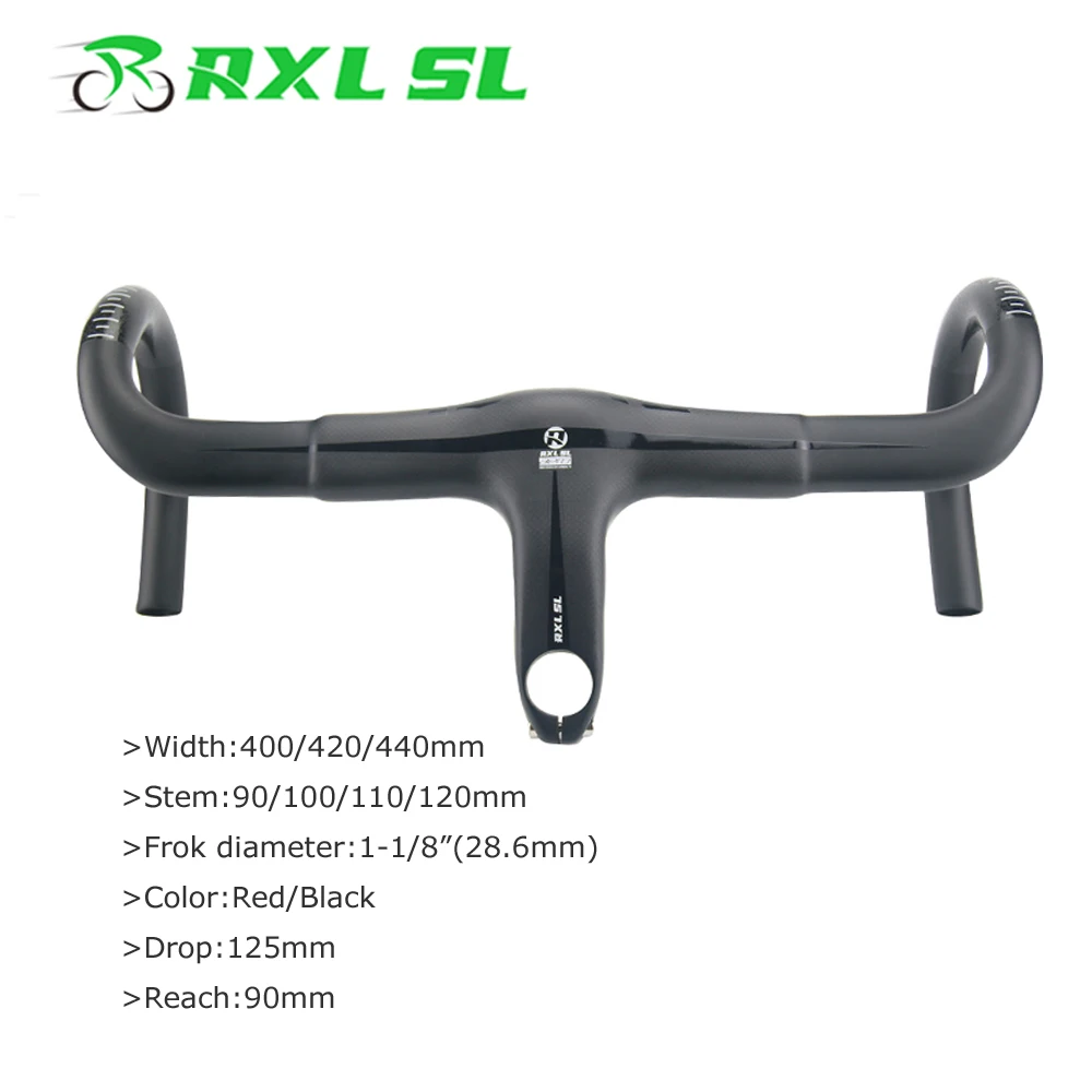RXL SL Cyklistické Cesty Uhlíka Volante Integrované S Kmeňových 28.6 mm 3 K Matte Black/Red Carbon Road Bike Riadidlá