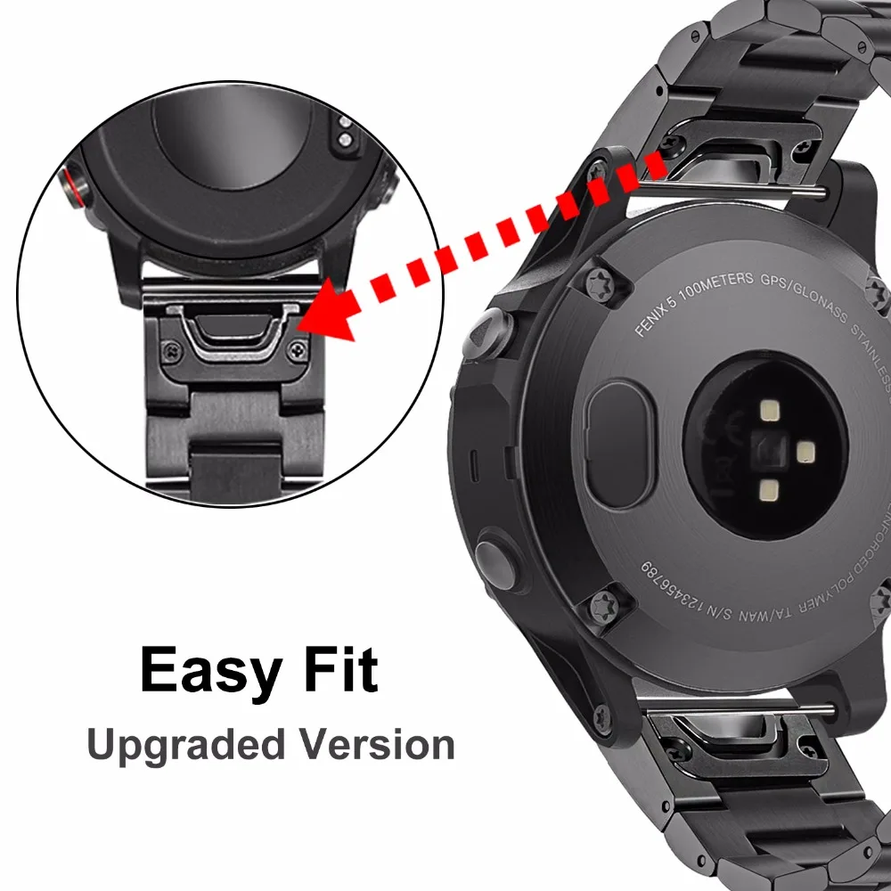 Rýchle Jednoduché Nosenie, Nehrdzavejúca Oceľ Watchband 22 mm pre Garmin Fenix 5/5 Plus/Predchodcu 935/Prístup S60/Inštinkt Sledovať Kapela Popruh