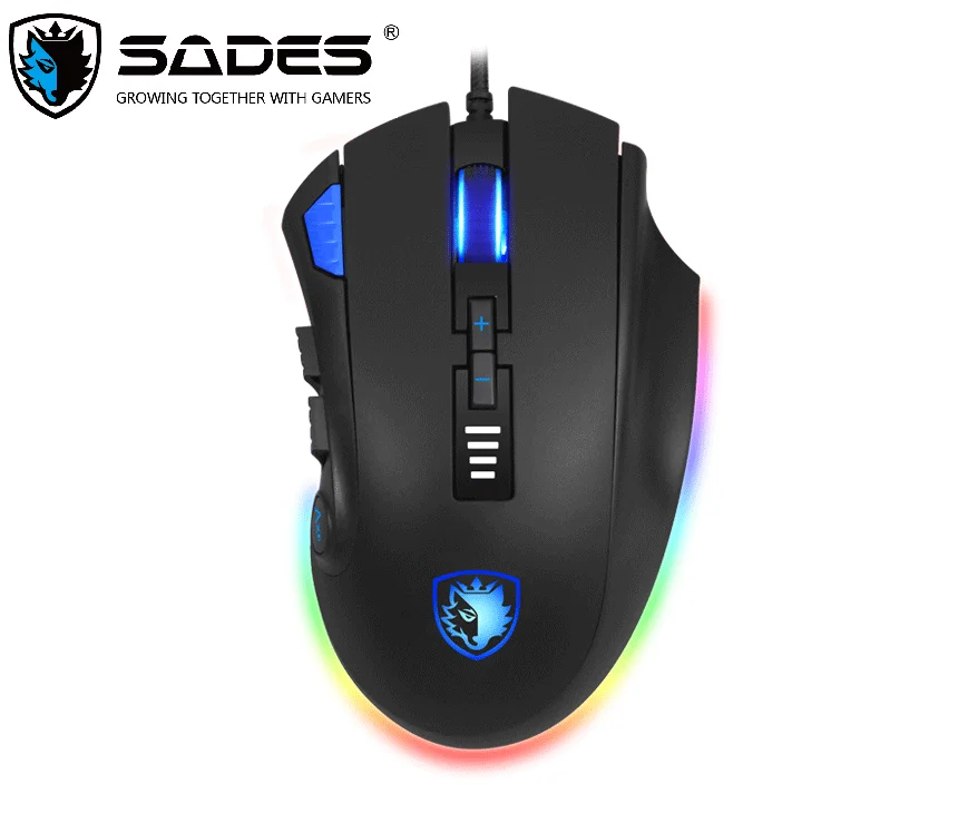 SADES S12 Sekera Herná Myš s Drôtovým 12 Tlačidlá Optická RGB Osvetlenie Myš Pre FPS&MOBA Hráčov