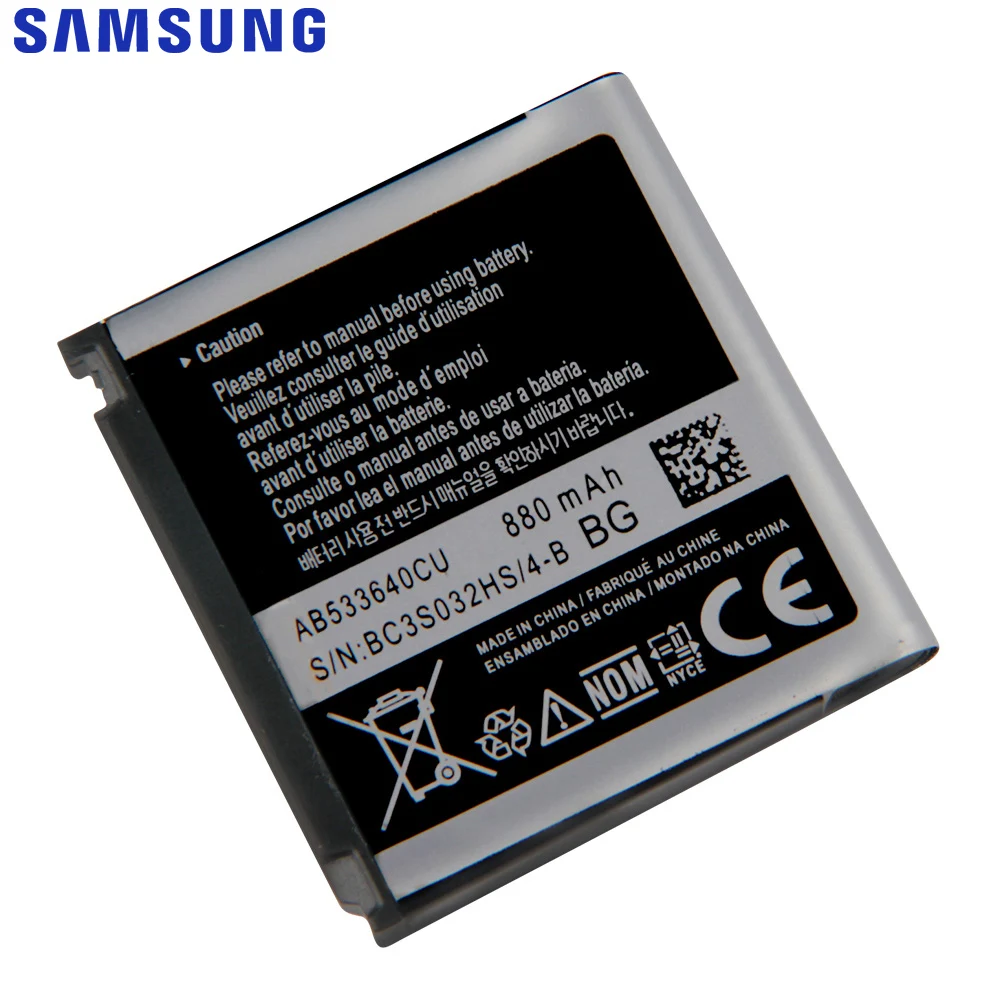 SAMSUNG Originálne Náhradné Batérie AB533640CC Pre Samsung C3110 G400 G500 F469 F268 G600 G608 J638 F330 F338 GT-S3600i 880mAh