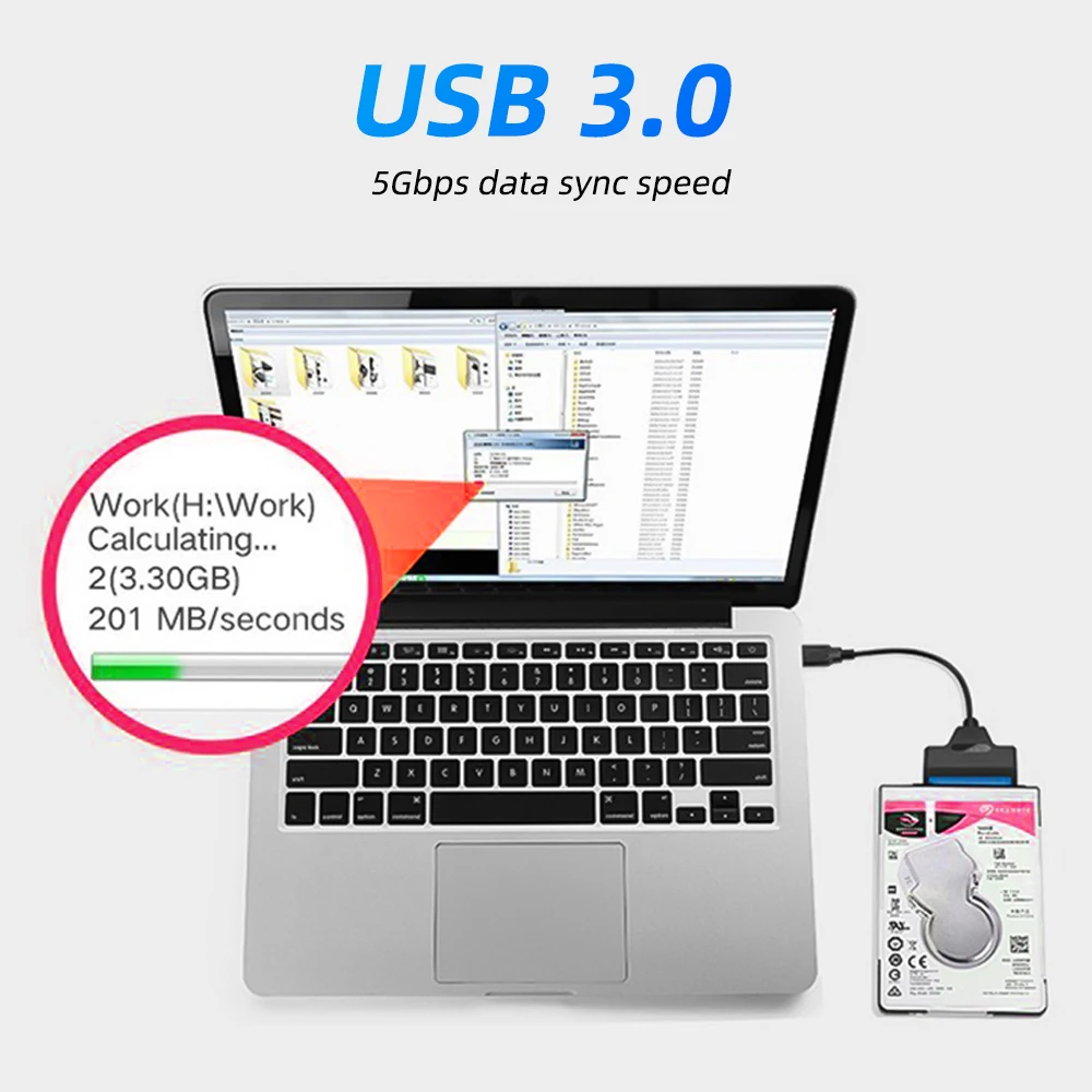 Sata 3 USB Kábel Sata Do USB 3.0 Kábel Adaptéra 22 Pin Sata SSD HDD Pevný Disk Kábel PC Notebook Sata USB Adaptér pre 2.5 Palcový Pevný Disk