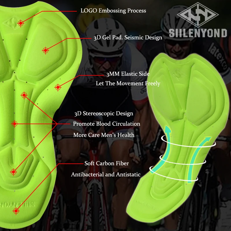 Siilenyond 2019 Shockproof Pro Cycling Náprsníkové Nohavice S 3D Gél Čalúnená Lete Horských Bicyklov, Cyklistické Dresy Súpravy Pre Mužov