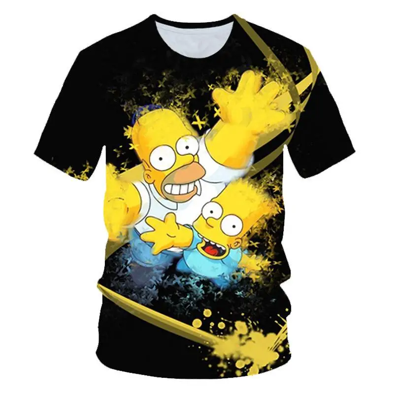 Simpson · móda Animácie, 3D digitálna tlač O-krku krátky rukáv T-shirt Muž Chlapci Bežné Harajuku Cartoon pánske oblečenie 5 alebo