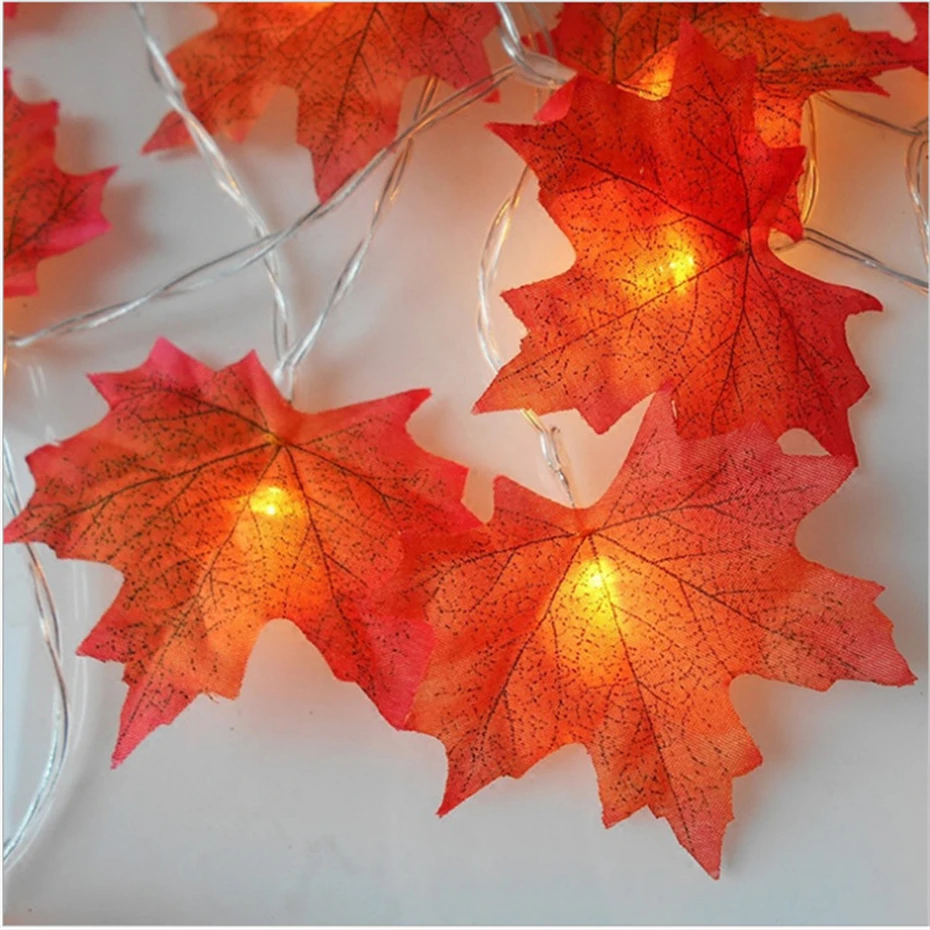 Simulácia LED javor garland svetlo string batérie vonkajšie záhrady izba jesenné lístie víla dekorácie svetlá