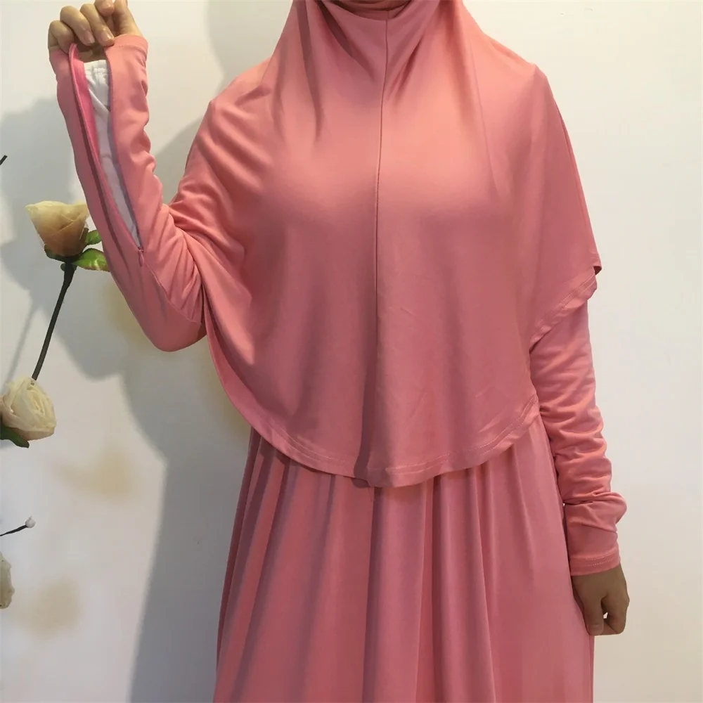 Siskakia Maxi šaty na Jeseň 2020 Nový Moslimský khimar Malajzia turecký moslimského vyznania Župan+šatku Pevný Mlieko Hodváb arabčina Oblečenie