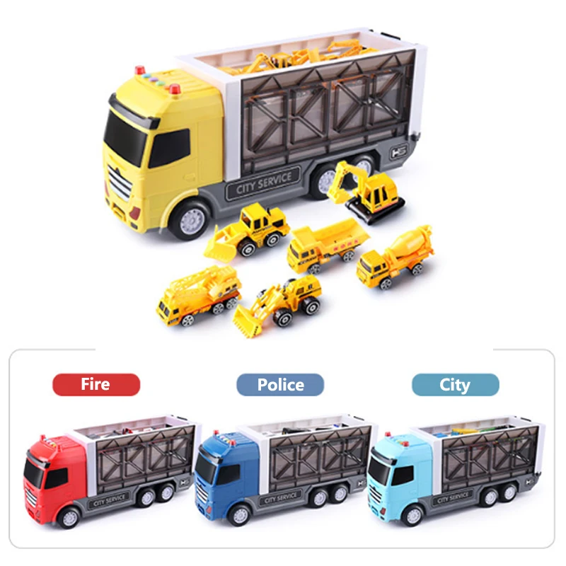 Skladovanie Nádoba Truck Plastové Vozidiel Svetlo Hudobné Hračky S Diecast Mini Dodávky Teplej Zliatiny Auto Kolesá Magic Sledovať Autá Pre Deti