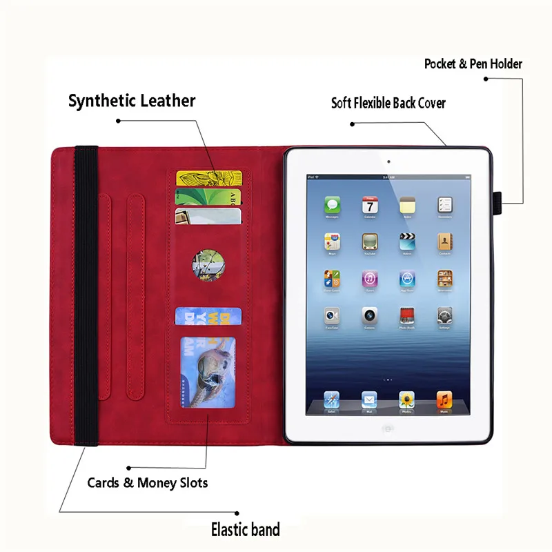 Smart Folio Case for iPad Apple Pro 12.9 12 9 2020 3D Kvet Plastický Tablet Kryt pre iPad Pro 12.9 2020 s Sloty pre Karty