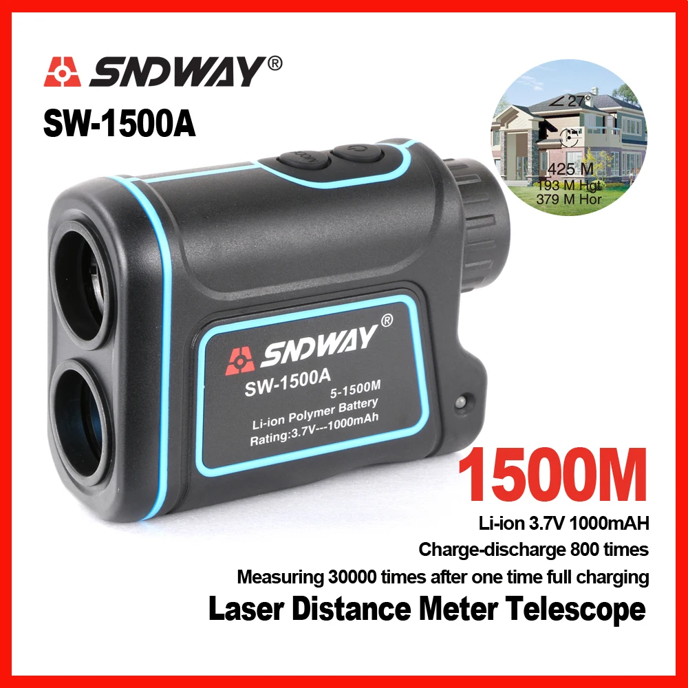 SNDWAY Ručné 1000m, 1500m Laserový merač vzdialenosti ďalekohľad Golf Lov Diaľkomer Rozsah Finder Monokulárne 8X Trena