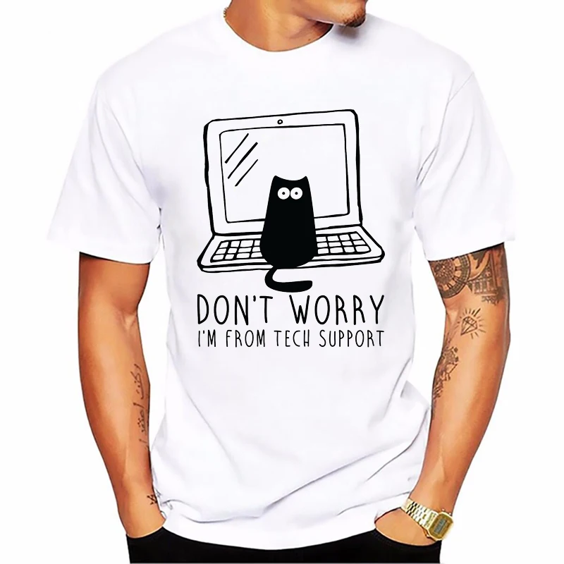Som z tech support list tlač tričko mužov Mačka Hrá Husle zvierat t-shirt homme harajuku tričko kawaii oblečenie biele tričko