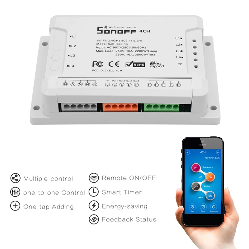 SONOFF 4CH R2/PRO R2 Smart Switch 4-kanál, WIFI, Smart Home Časovač zapnutie Svetla Na Google Domáce Práce S EweLink WiFi Prepínač