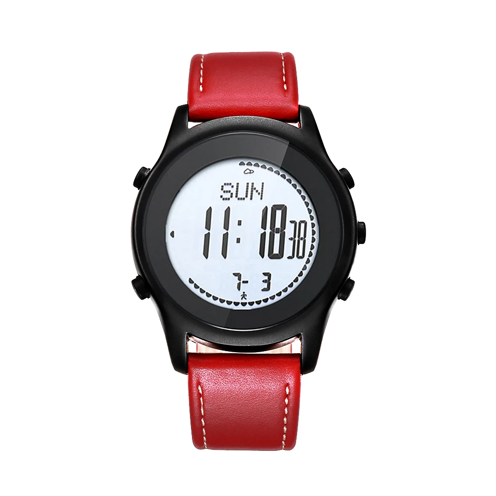SPOVAN Muži Ženy Sport Sledujte Fashion Ultra Tenkých Uhlíkových Vlákien Dial Červené Originálne Kožené Výškomer, Barometer, Multifunkčné hodinky