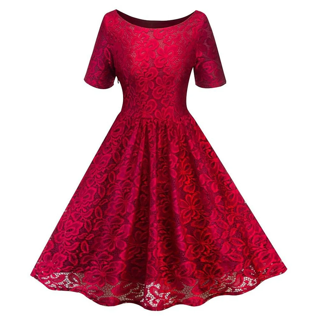 Spáč Módne Oblečenie Pre Ženy 2021 Vintage Čipky Formálne Svadby Eveningdress Strany Dámy Swing pevné Šaty kobieta sukienka